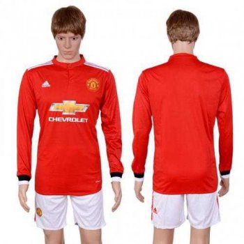 Manchester United Blank Red Home Long Sleeves Soccer Club Jersey