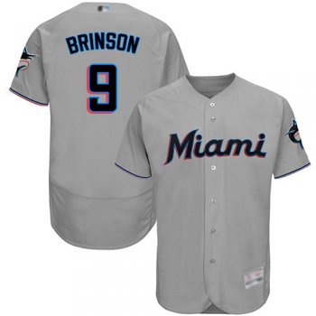 marlins #9 Lewis Brinson Grey Flexbase Authentic Collection Stitched Baseball Jersey