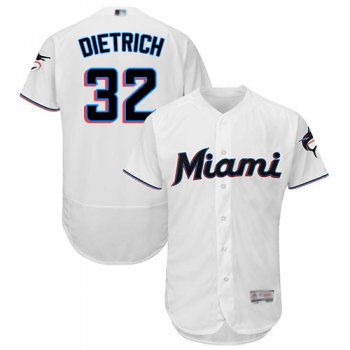 marlins #32 Derek Dietrich White Flexbase Authentic Collection Stitched Baseball Jersey