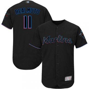 marlins #11 JT Realmuto Black Flexbase Authentic Collection Stitched Baseball Jersey