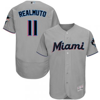 marlins #11 JT Realmuto Grey Flexbase Authentic Collection Stitched Baseball Jersey