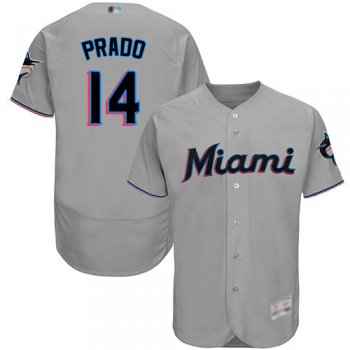 marlins #14 Martin Prado Grey Flexbase Authentic Collection Stitched Baseball Jersey