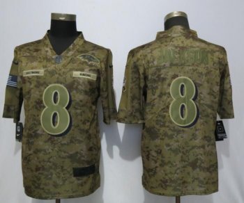 Men Baltimore Ravens 8 Jackson Nike Camo Salute to Service Limited NFL Jerseys