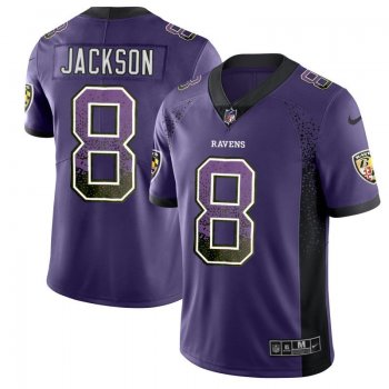 Men Baltimore Ravens 8 Jackson Purple Nike Drift Fashion Color Rush Limited NFL Jerseys