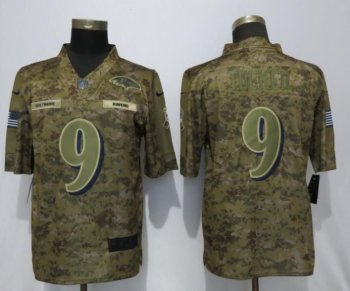 Men Baltimore Ravens 9 Tucker Nike Camo Salute to Service Limited NFL Jerseys