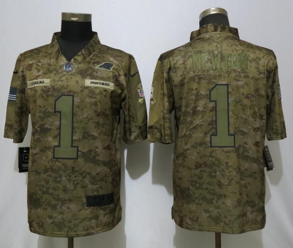 Men's Carolina Panthers 1 Newton Nike Camo Salute to Service Limited NFL Jerseys