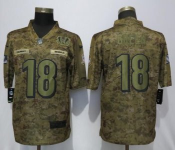 Men Cincinnati Bengals 18 Green Nike Camo Salute to Service Limited NFL Jerseys