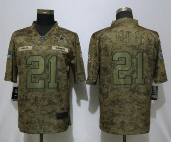 Men Dallas Cowboys 21 Elliott Nike Camo Salute to Service Limited NFL Jerseys