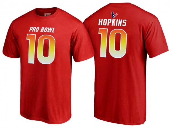 Men DeAndre Hopkins Houston Texans AFC Red 2018 Pro Bowl Name & Number T-Shirt