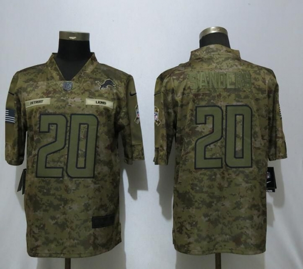 Men Detroit Lions 20 Sanders Nike Camo Salute to Service Limited NFL Jerseys