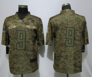 Men Detroit Lions 9 Stafford Nike Camo Salute to Service Limited NFL Jerseys