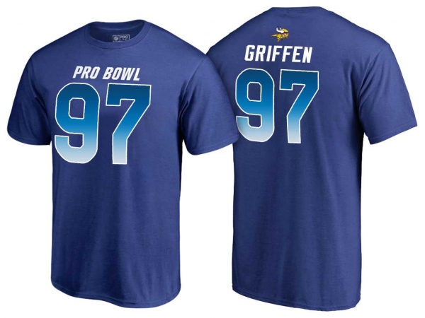 Men Everson Griffen Minnesota Vikings NFC Royal 2018 Pro Bowl Name & Number T-Shirt