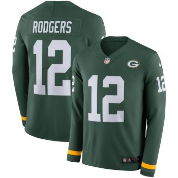 Men Green Bay Packers 12 Rodgers green Limited NFL Nike Therma Long Sleeve Jersey