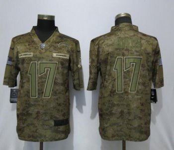 Men Los Angeles Chargers 17 Rivers Nike Camo Salute to Service Limited NFL Jerseys