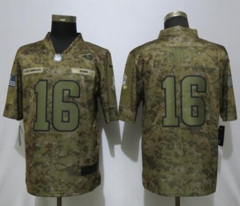 Men's Los Angeles Rams 16 Goff Nike Camo Salute to Service Limited NFL Jerseys