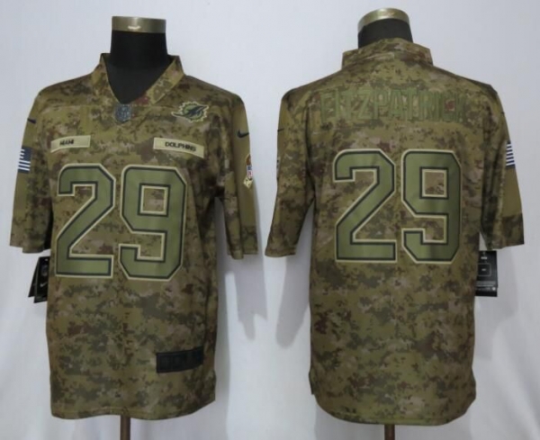 Men Miami Dolphins 29 Fitzpatrick Nike Camo Salute to Service Limited NFL Jerseys