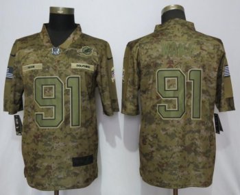 Men Miami Dolphins 91 Wake Nike Camo Salute to Service Limited NFL Jerseys