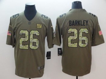 Men's New York Giants 26 Barkley Olive Camo Carson Nike Salute to Service Player NFL Jerseys