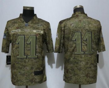 Men Philadelphia Eagles 11 Wentz Nike Camo Salute to Service Limited NFL Jerseys