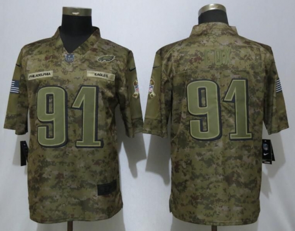 Men's Philadelphia Eagles 91 Cox Nike Camo Salute to Service Limited NFL Jerseys