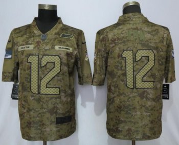 Men's Seattle Seahawks 12 Fan Nike Camo Salute to Service Limited NFL Jerseys