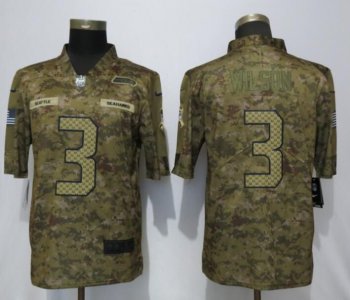 Men's Seattle Seahawks 3 Wilson Nike Camo Salute to Service Limited NFL Jerseys