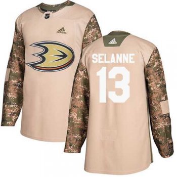 Men's Adidas Anaheim Ducks #13 Teemu Selanne Camo Authentic 2017 Veterans Day Stitched NHL Jersey