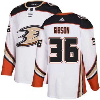 Men's Adidas Anaheim Ducks #36 John Gibson White Road Authentic Stitched NHL Jersey