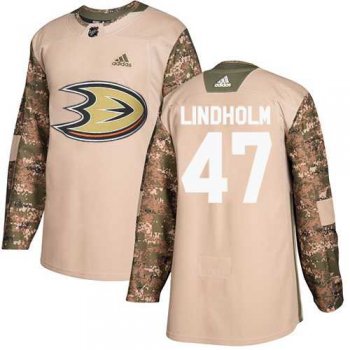 Men's Adidas Anaheim Ducks #47 Hampus Lindholm Camo Authentic 2017 Veterans Day Stitched NHL Jersey