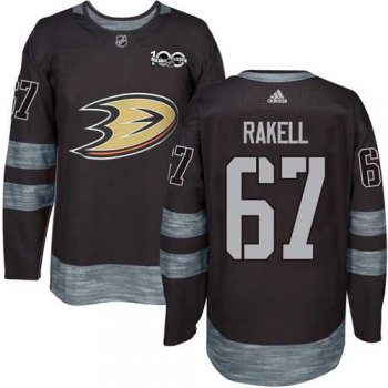 Men's Adidas Anaheim Ducks #67 Rickard Rakell Black 1917-2017 100th Anniversary Stitched NHL