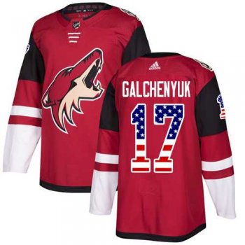 Men's Adidas Arizona Coyotes #17 Alex Galchenyuk Maroon Home Authentic USA Flag Stitched NHL Jersey