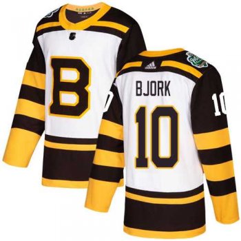 Men's Adidas Boston Bruins #10 Anders Bjork White Authentic 2019 Winter Classic Stitched NHL Jersey