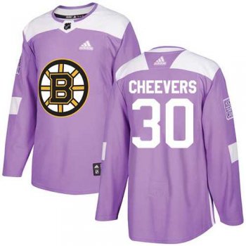 Men's Adidas Boston Bruins #30 Gerry Cheevers Purple Authentic Fights Cancer Stitched NHL