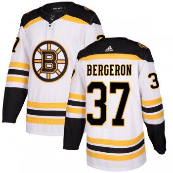 Men's Adidas Boston Bruins #37 Patrice Bergeron White Road Authentic Stitched NHL