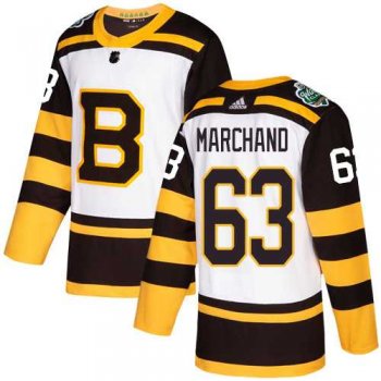 Men's Adidas Boston Bruins #63 Brad Marchand White Authentic 2019 Winter Classic Stitched NHL Jersey