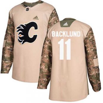 Men's Adidas Calgary Flames #11 Mikael Backlund Camo Authentic 2017 Veterans Day Stitched NHL Jersey