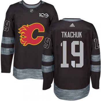 Men's Adidas Calgary Flames #19 Matthew Tkachuk Black 1917-2017 100th Anniversary Stitched NHL