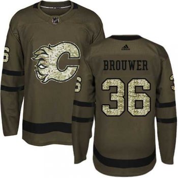 Men's Adidas Calgary Flames #36 Troy Brouwer Green Salute to Service Stitched NHL