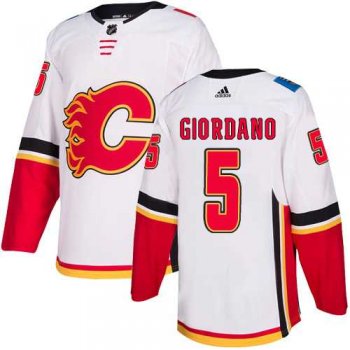 Men's Adidas Calgary Flames #5 Mark Giordano White Road Authentic Stitched NHL Jersey