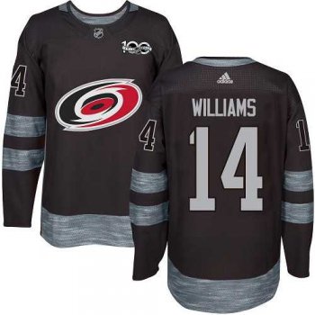 Men's Adidas Carolina Hurricanes #14 Justin Williams Black 1917-2017 100th Anniversary Stitched NHL Jersey