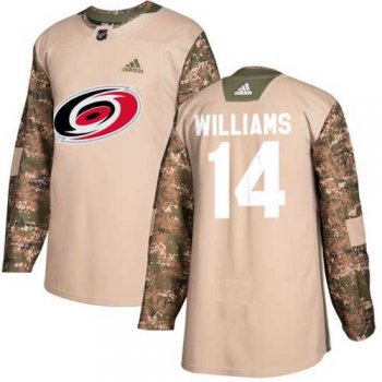 Men's Adidas Carolina Hurricanes #14 Justin Williams Camo Authentic 2017 Veterans Day Stitched NHL Jersey