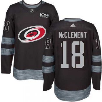 Men's Adidas Carolina Hurricanes #18 Jay McClement Black 1917-2017 100th Anniversary NHL Jersey