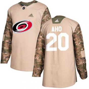 Men's Adidas Carolina Hurricanes #20 Sebastian Aho Camo Authentic 2017 Veterans Day Stitched NHL Jersey