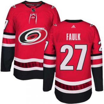 Men's Adidas Carolina Hurricanes #27 Justin Faulk Authentic Red Home NHL Jersey