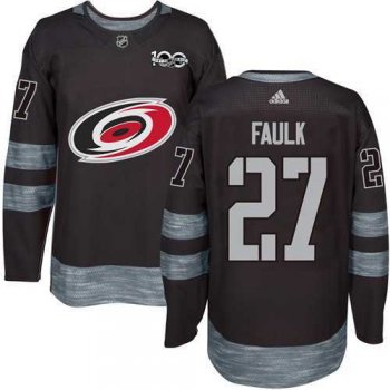 Men's Adidas Carolina Hurricanes #27 Justin Faulk Black 1917-2017 100th Anniversary NHL Jersey