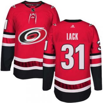 Men's Adidas Carolina Hurricanes #31 Eddie Lack Authentic Red Home NHL Jersey