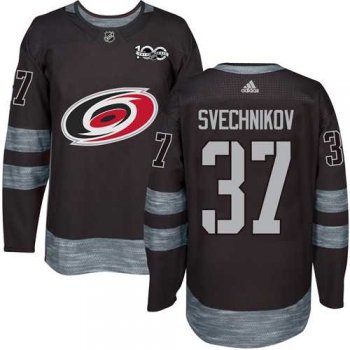 Men's Adidas Carolina Hurricanes #37 Andrei Svechnikov Black 1917-2017 100th Anniversary Stitched NHL Jersey