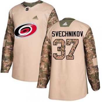 Men's Adidas Carolina Hurricanes #37 Andrei Svechnikov Camo Authentic 2017 Veterans Day Stitched NHL Jersey