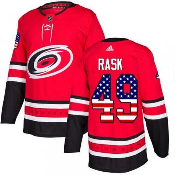 Men's Adidas Carolina Hurricanes #49 Victor Rask Red Home Authentic USA Flag Stitched NHL Jersey