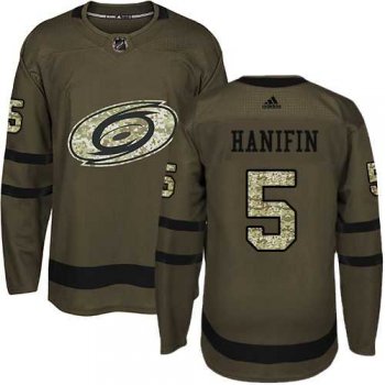 Men's Adidas Carolina Hurricanes #5 Noah Hanifin Green Salute to Service Stitched NHL Jersey